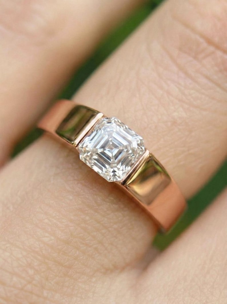 Asscher cut diamond variation for engagement ring design