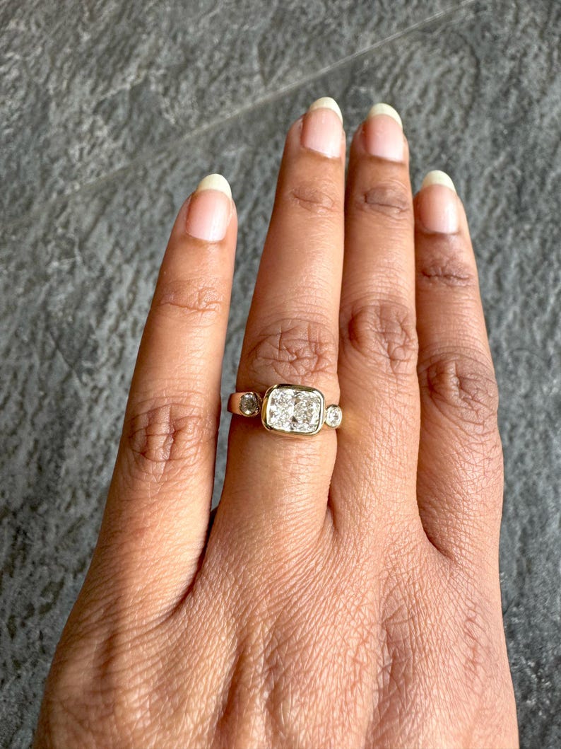 East-west diamond setting showing a stone rotated horizontally