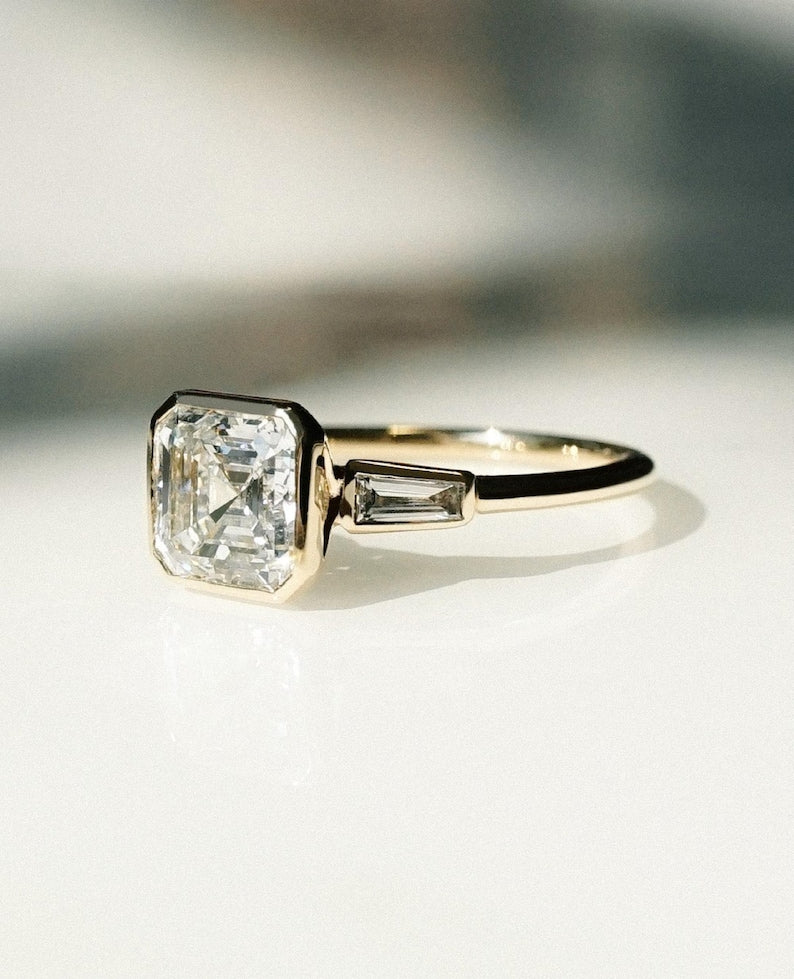 Asscher cut diamond outline for engagement ring design