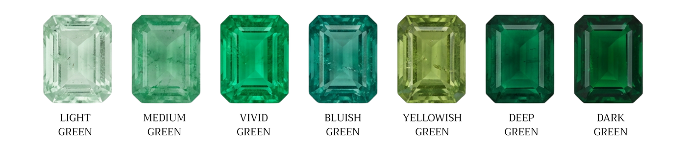 Échelle de couleurs émeraude, du très clair au très foncé