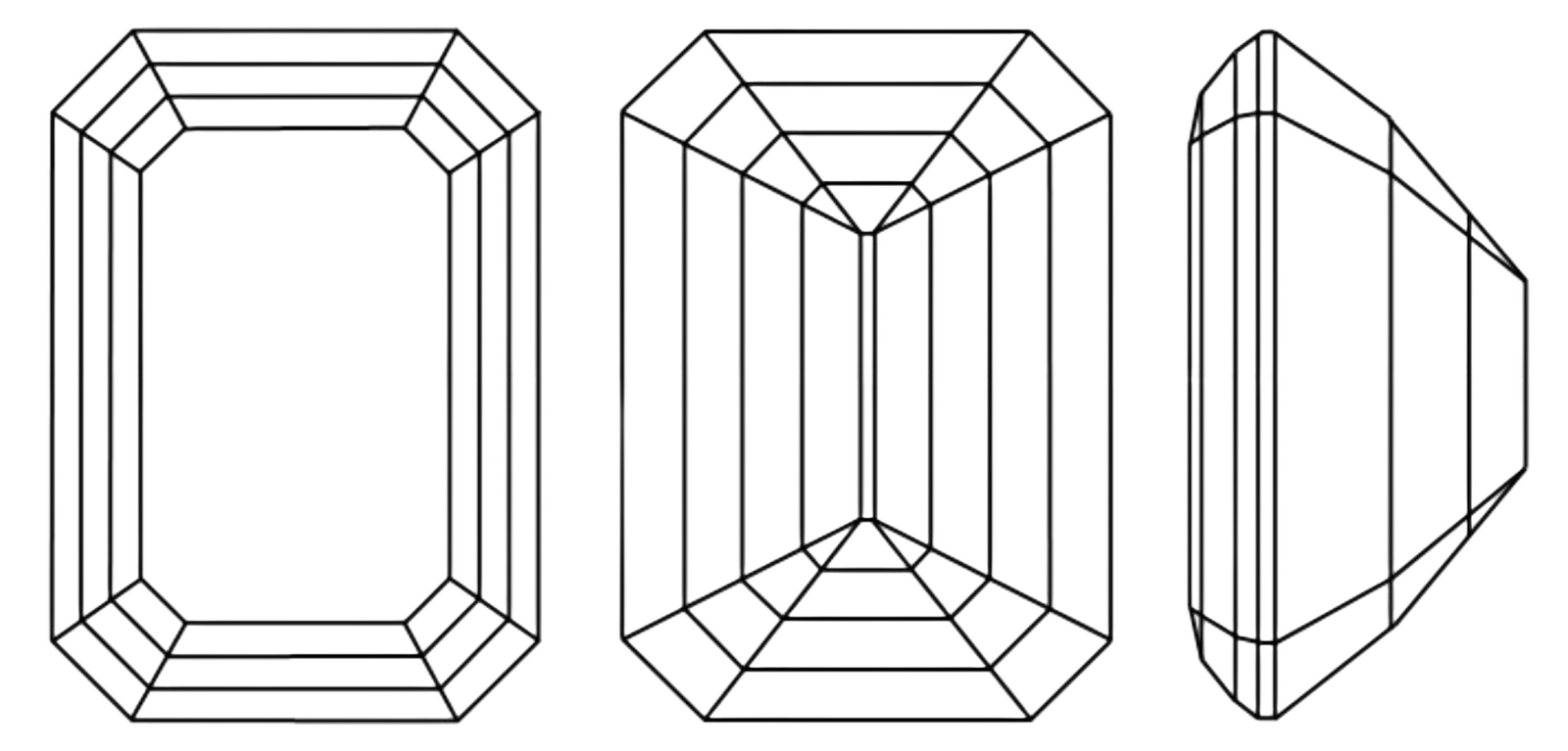Emerald cut facet diagram
