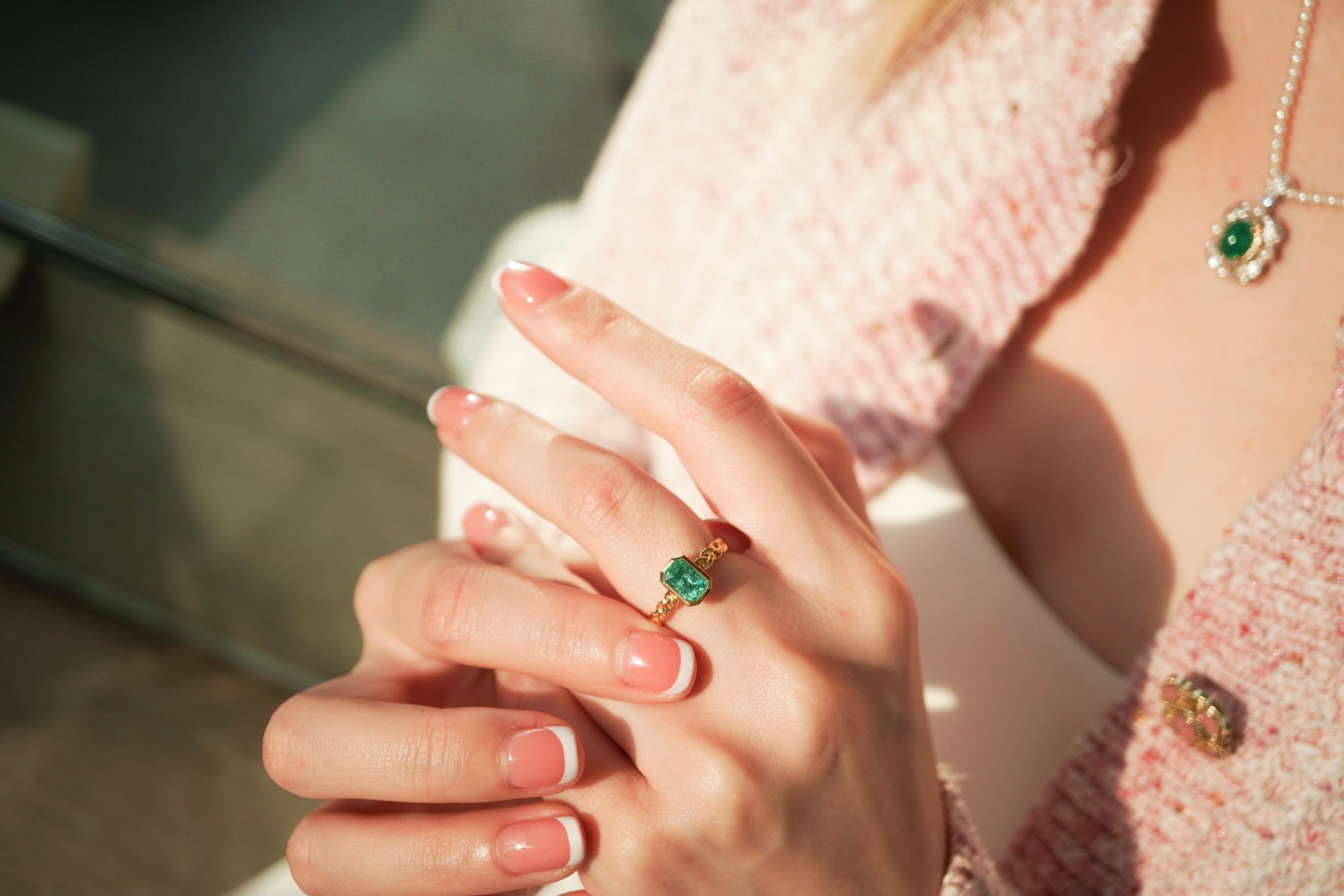 Bespoke emerald engagement ring colour options