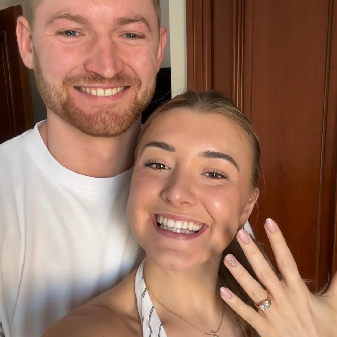 Joe and his partner after À Vie supplied the oval brilliant diamond for her engagement ring