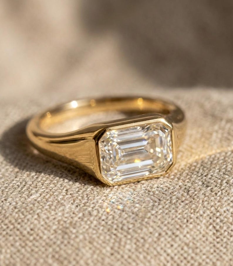 Flush-set low-profile engagement ring detail