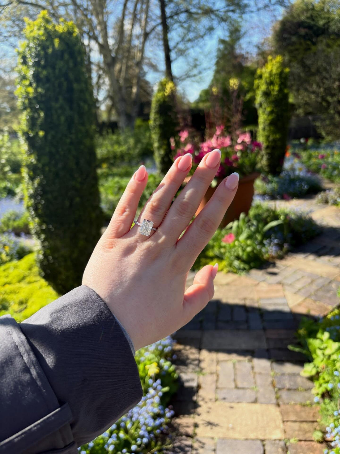 Oliver and Morgan's 5ct radiant diamond engagement ring story