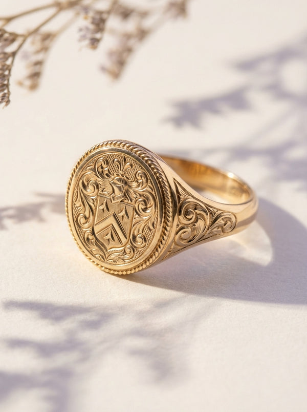 Bespoke signet ring — crest engraving