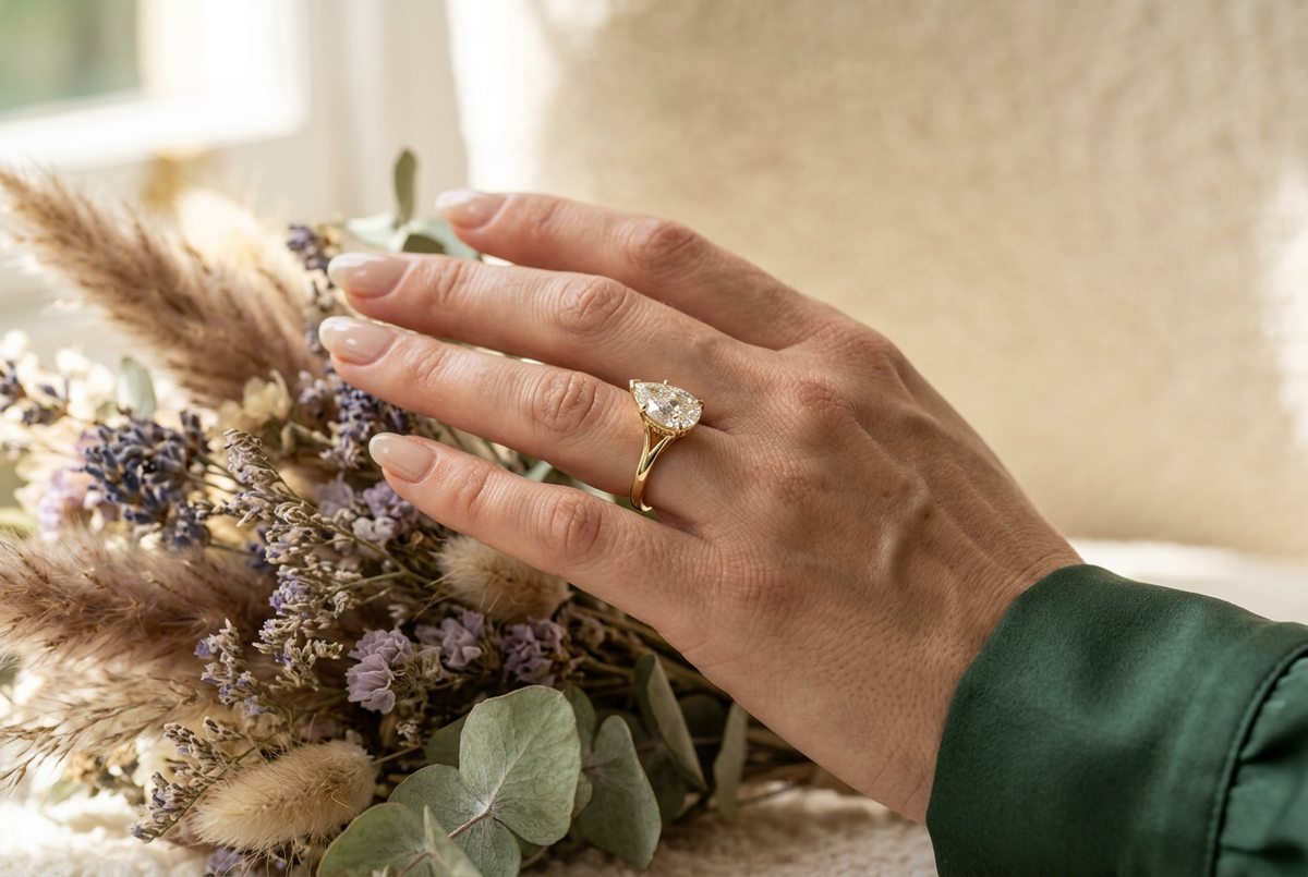 Split Shank Pear Solitaire Engagement Ring