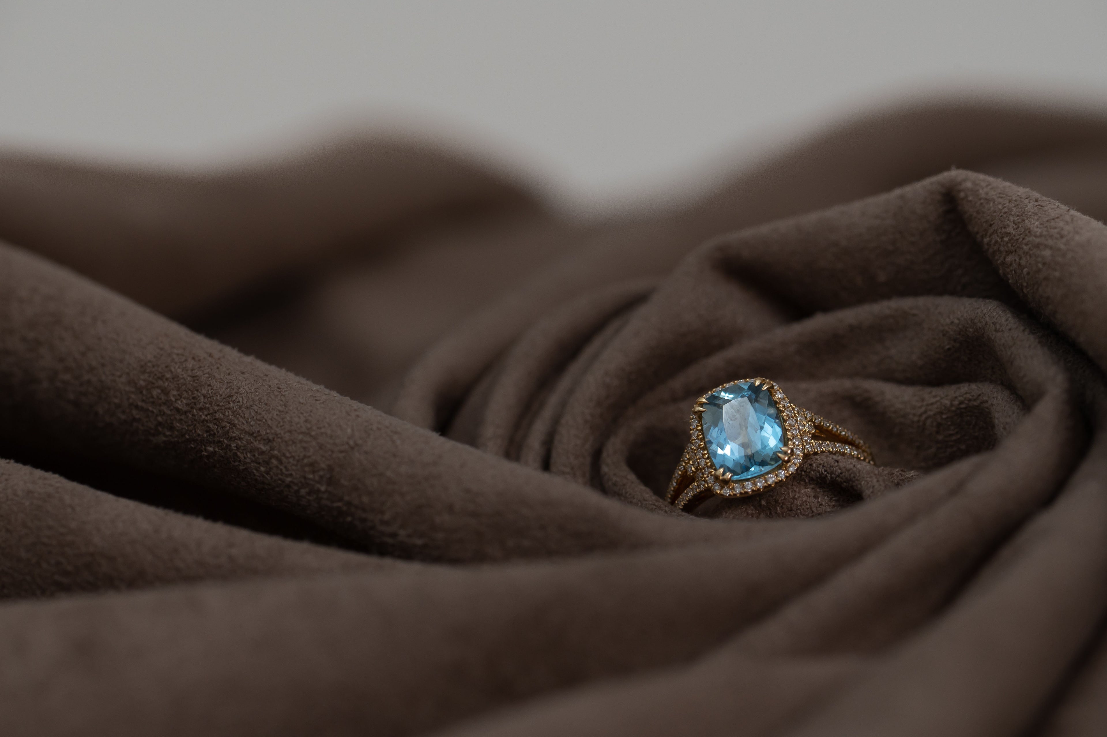 Pale blue gemstone colour inspiration for bespoke aquamarine engagement rings