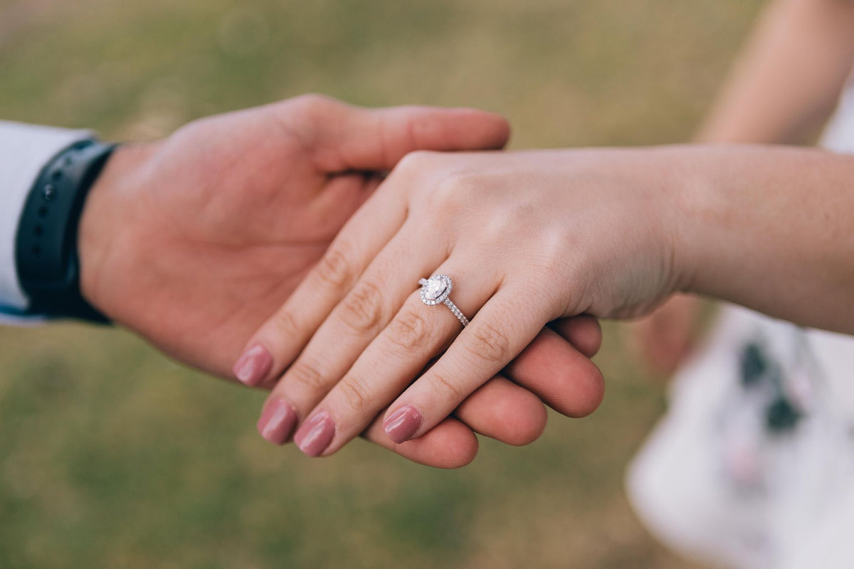 Pavé engagement ring close-up
