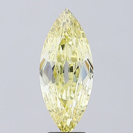 2.65ct Old Mine Marquise Lab Grown Yellow Diamond, VS1, IGI Certified