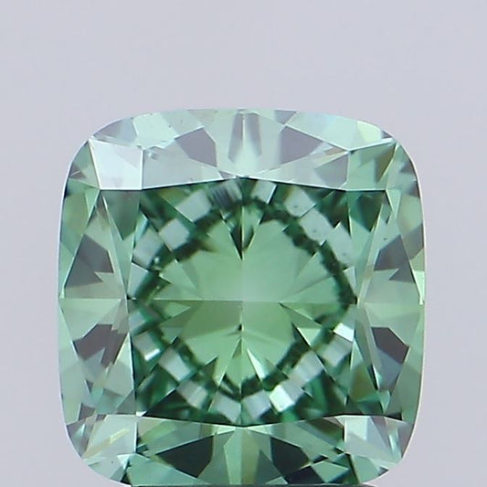 2.01ct Square Cushion Lab Grown Green Diamond, VS1, IGI Certified